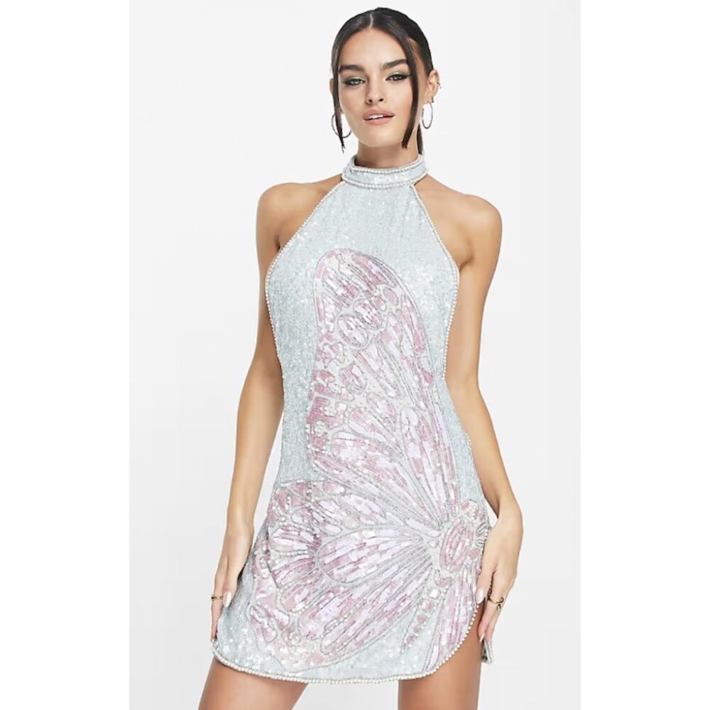 ASOS Silver and Pink Mini Dress
